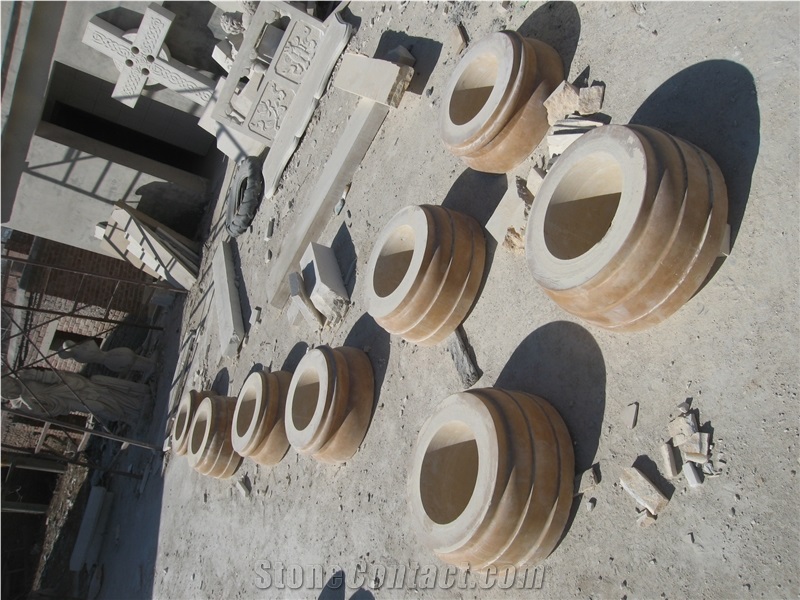 Yellow Limestone Hollow Column for Construciton