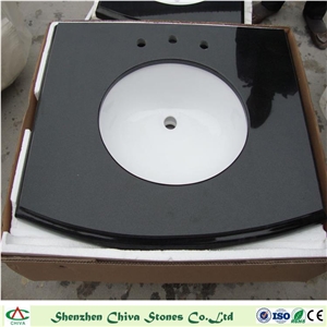 Natural Stone Absolute Black Granite Bath Countertops/Vanity Top Bathroom