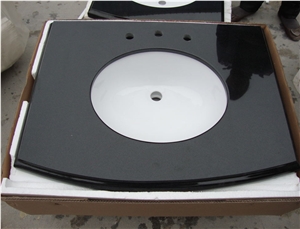 Natural Stone Absolute Black Granite Bath Countertops/Vanity Top Bathroom
