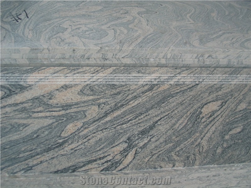 China Juparana Granite Polished Steps, Stair Riser, Stair Treads, Staircase