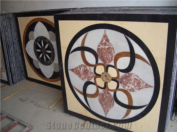 Flower Waterjet Marble Tiles Design Floor Pattern Tile Wholesale