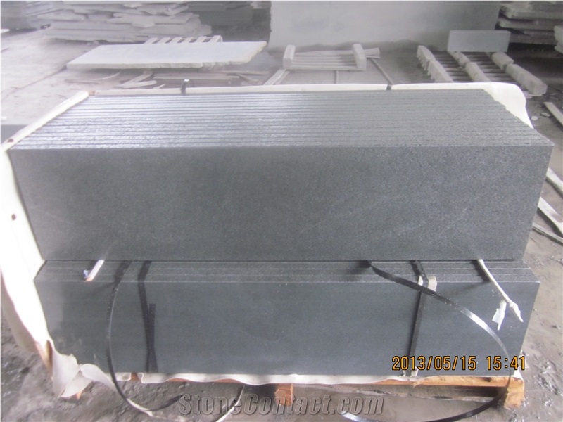 G654 Padang Dark/Sesame Black Granite Flamed Steps, Stair Riser, Stair Treads, Staircase