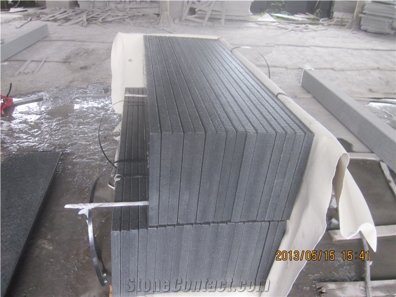 G654 Padang Dark/Sesame Black Granite Flamed Steps, Stair Riser, Stair Treads, Staircase