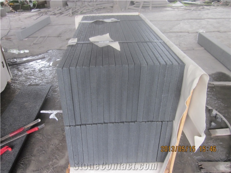 G654 Padang Dark/Sesame Black Granite Flamed Steps, Stair Riser, Stair Treads, Staircase