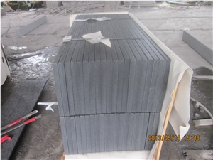 G654 Padang Dark/Sesame Black Granite Flamed Steps, Stair Riser, Stair Treads, Staircase