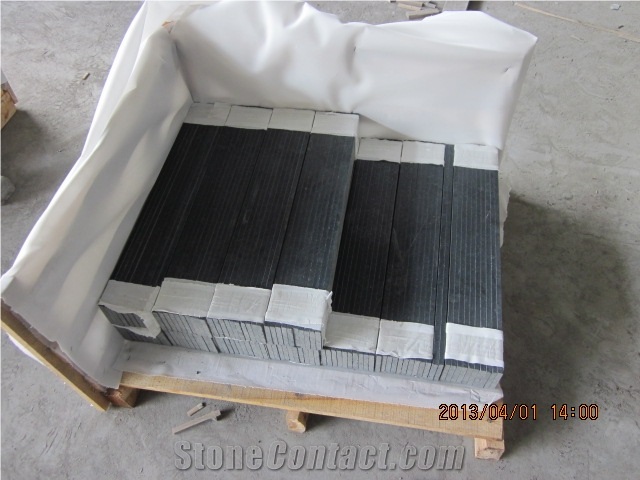G684 Black Pearl/Padang Nero Granite Flamed Steps, Stair Riser, Stair Treads, Staircase