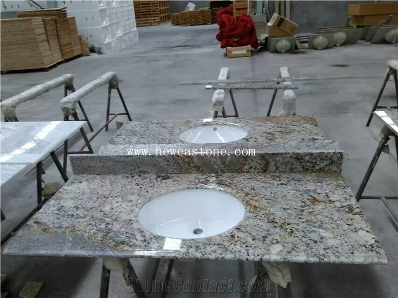 Golden Granite Used Polished Bathroom Sink Vanity Tops Cabinet Wholesale