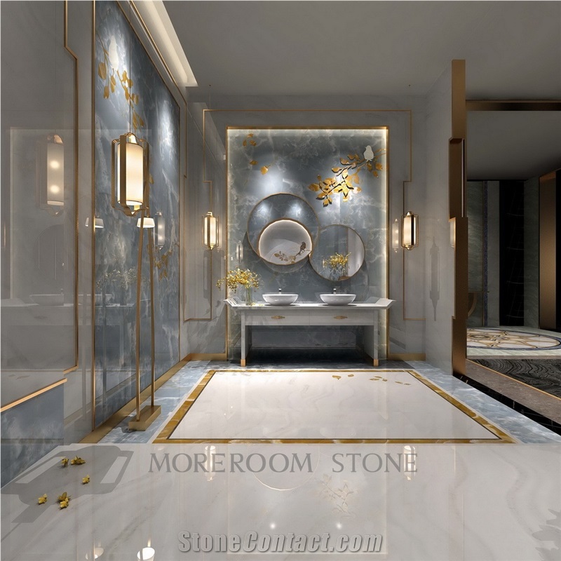 Blue Onyx Look Glaed Porcelain Tile,Full Polished Floor Tile on Sale