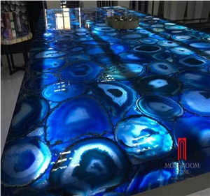 Composite Top Blue Agate Slab for Work Reception Table Counter Top Composite Top Blue Agate Slab for Work Reception Table Counter Top