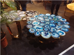 Composite Top Blue Agate Slab for Work Reception Table Counter Top
