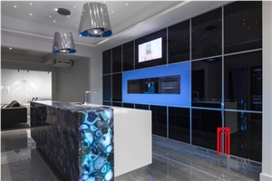 Composite Top Blue Agate Slab for Work Reception Table Counter Top