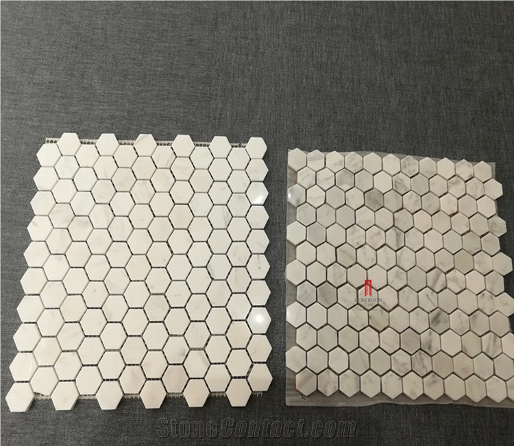Hexagon Honed Mosaic Tile Meshed on 12x12 Sheet