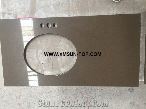Brown Artificial Quartz Stone Countertop/Brown Artificial Stone Kitchen Countertop/Brown Engineered Stone Kitchen Top/Brown Quartz Stone Worktop