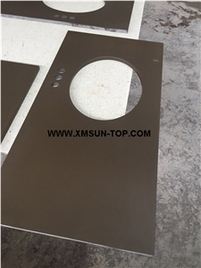Brown Artificial Quartz Stone Countertop/Brown Artificial Stone Kitchen Countertop/Brown Engineered Stone Kitchen Top/Brown Quartz Stone Worktop