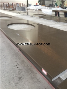 Brown Artificial Quartz Stone Countertop/Brown Artificial Stone Kitchen Countertop/Brown Engineered Stone Kitchen Top/Brown Quartz Stone Worktop
