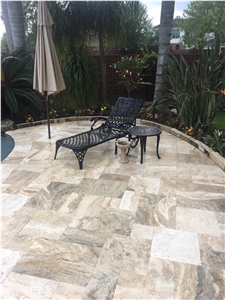 Arizona Travertine Tumbled French Pattern Patio Pavers