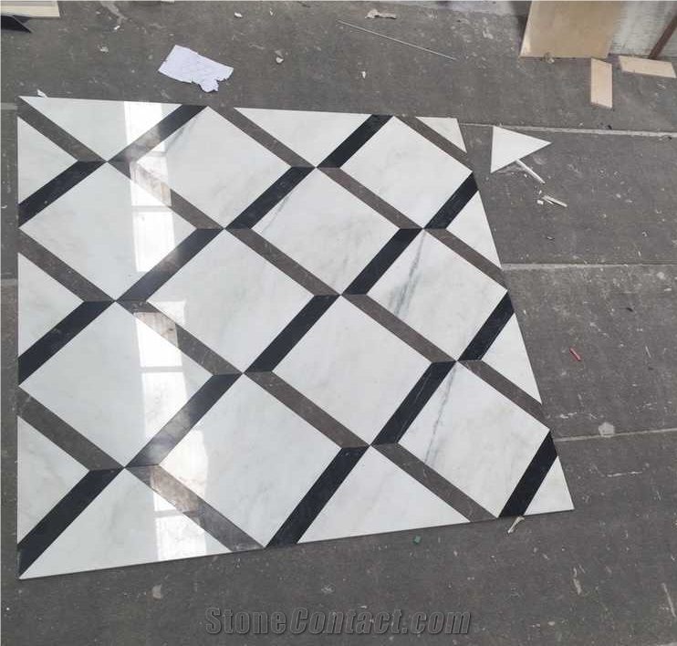 East White Marble Square Medallions,Snow White Marble Tiles,Orient White Marble Floor Tiles,Baoxing White,Sichuan White Marble Waterjet Medallions