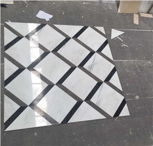 East White Marble Square Medallions,Snow White Marble Tiles,Orient White Marble Floor Tiles,Baoxing White,Sichuan White Marble Waterjet Medallions