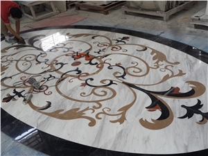 Round Big Tiles and Marble Slab, Popular Medallion Floor Decorated Tiles,Multi Color Marble Polished Inlay Flooring Tiles Pattern Modern Design
