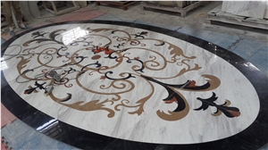 Round Big Tiles and Marble Slab, Popular Medallion Floor Decorated Tiles,Multi Color Marble Polished Inlay Flooring Tiles Pattern Modern Design