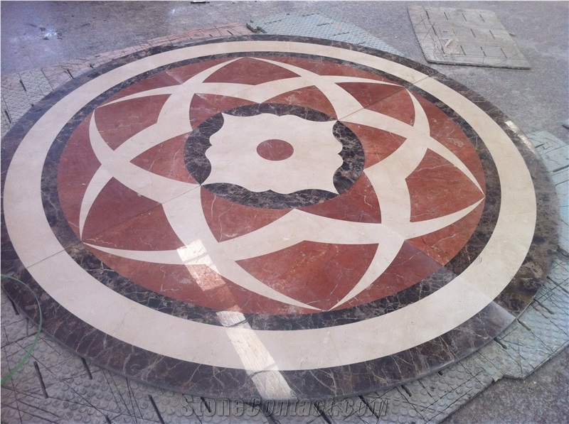 Round Big Tiles and Marble Slab, Popular Medallion Floor Decorated Tiles,Multi Color Marble Polished Inlay Flooring Tiles Pattern Modern Design