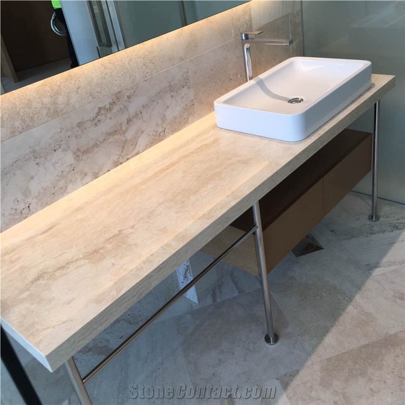Turkish Cream Travertine Vanity Tops,Ivory Travertine Light,Ivory Light Travertine Bathroom Solid Surface,Ivory Travertine Bathroom Countertops