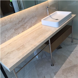 Turkish Cream Travertine Vanity Tops,Ivory Travertine Light,Ivory Light Travertine Bathroom Solid Surface,Ivory Travertine Bathroom Countertops