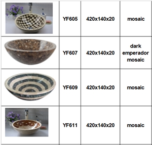 Mosaic Round Square Vessel Bathroom Washing Basin Bowl:Beautiful Pattern, European Style, Heat Resistance