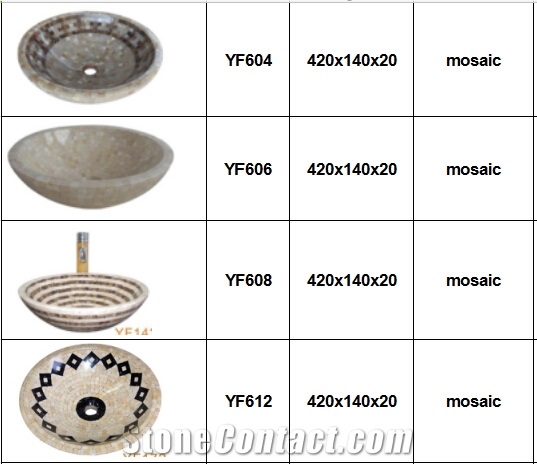 Mosaic Round Square Vessel Bathroom Washing Basin Bowl:Beautiful Pattern, European Style, Heat Resistance