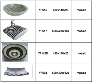 Mosaic Round Square Vessel Bathroom Washing Basin Bowl:Beautiful Pattern, European Style, Heat Resistance
