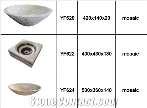 Mosaic Round Square Vessel Bathroom Washing Basin Bowl:Beautiful Pattern, European Style, Heat Resistance