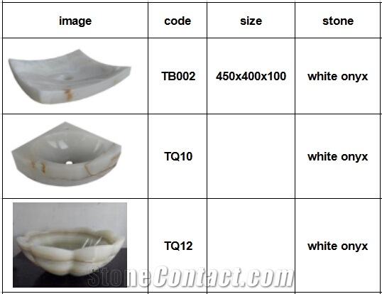 Natural White Onyx Round Square Vessel Bathroom Washing Basin Bowl