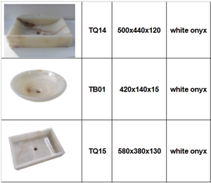 Natural White Onyx Round Square Vessel Bathroom Washing Basin Bowl
