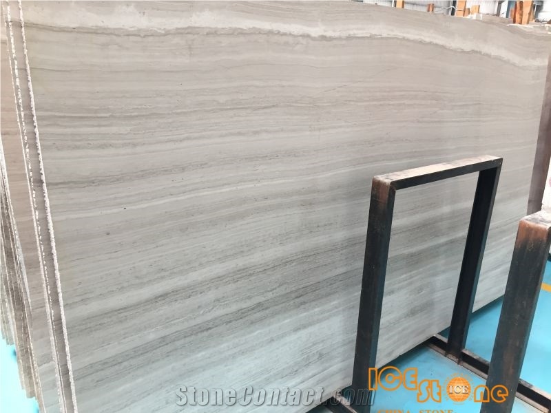 A Class White Wood Marble Tiles & Slabs, Athen Silver Wall and Floor Coverings, Chinese Guizhou Wooden Light Grey Nature Stone, Factory Owner Gangsaw
