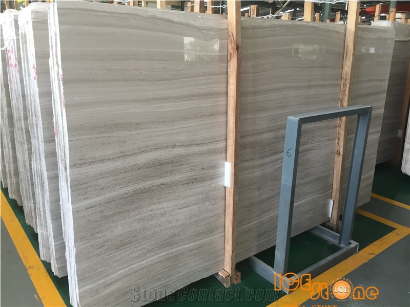 A Class White Wood Marble Tiles & Slabs, Athen Silver Wall and Floor Coverings, Chinese Guizhou Wooden Light Grey Nature Stone, Factory Owner Gangsaw