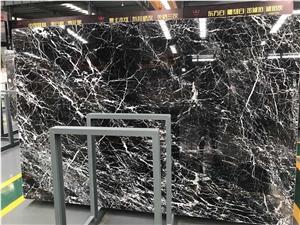 Chinese Black with White Veins Slabs, Ice Flowers Marble Pattern for Wall and Floor Cover, Polished China Natural Stone Cut