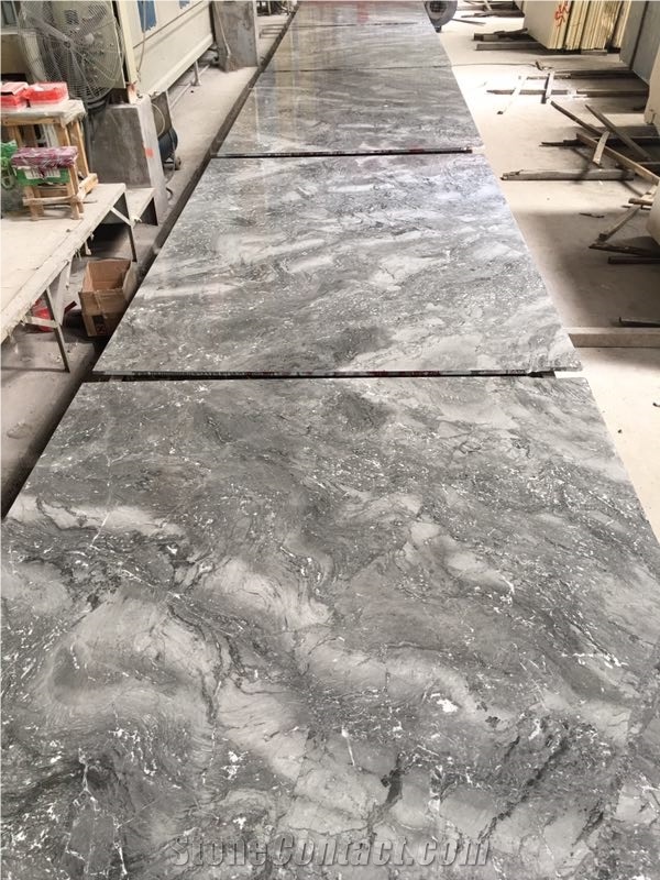 Natural Stone Quartz, High Bright Degree Marble Slabs, Dark Grey Quartzite, Polished Tiles for Flooring, Kitchen Countertop, Bathroom Vanity Top