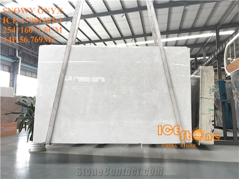 Tianshan Snow /Snowy White Onyx/Slabs/Tiles/Cut to Size/Polished/Natural Stone Products/Backlit/Wall Cladding/Floor/Own Quarry/Transparency/China