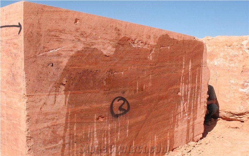 Red Travertine Block Of Iran
