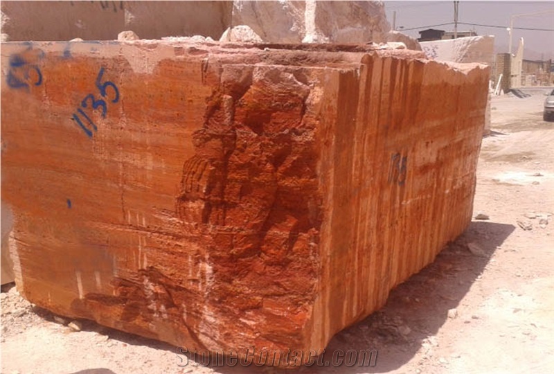 Red Travertine Block Of Iran