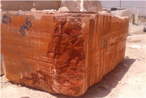 Red Travertine Block Of Iran