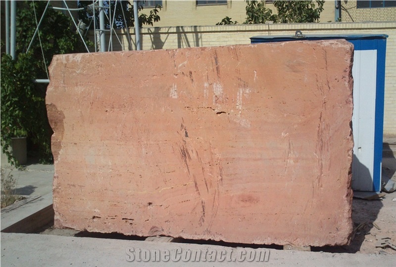 Red Travertine Block Of Iran