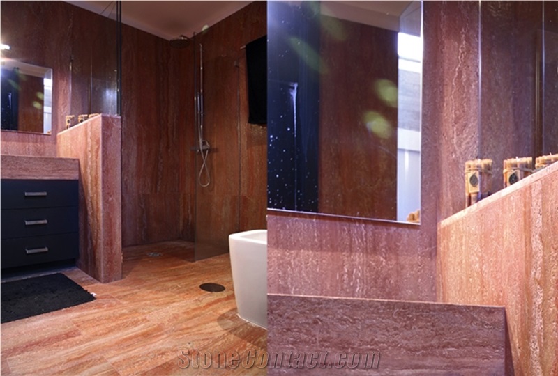 Red Travertine Block Of Iran