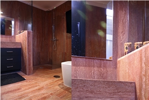 Red Travertine Block Of Iran