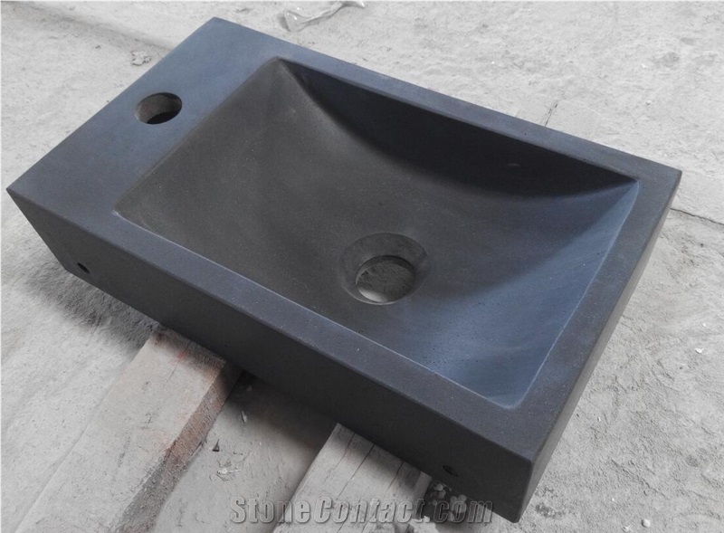 China Black Hainan Basalt Wash Basin Sink