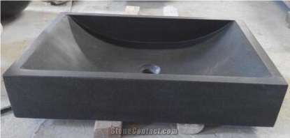 China Black Hainan Basalt Wash Basin Sink