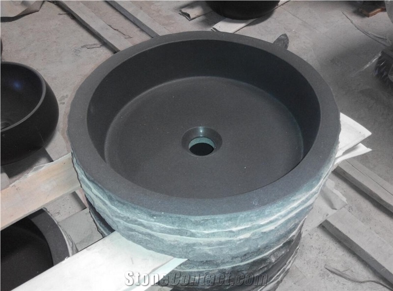 China Black Hainan Basalt Wash Basin Sink