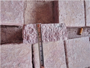 G666 China Red Porphyry Fushou Red Flamed Cleft Split Cube Paver