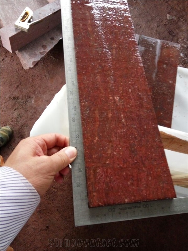 G666 China Red Porphyry Fushou Red Flamed Paver Tile