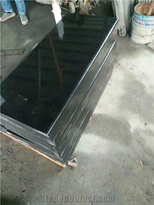 G684 China Black Basalt Fuding Black Pearl Basalt Polished Step Cap